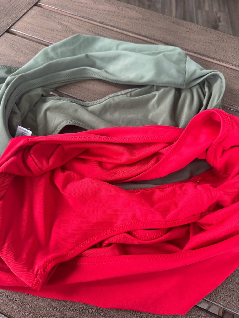 Bundle of aerie high waisted full coverage Bikini Bottoms - Red and Olive Green - Picture 5 of 5